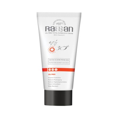 کرم ضد آفتاب بدون رنگ راسن SPF 30 مدل potent ‌مناسب پوست‌های چرب حجم 40 میلی‌لیتر